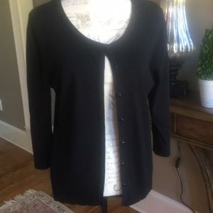 Sz XL black 3/4 sleeve button cardigan